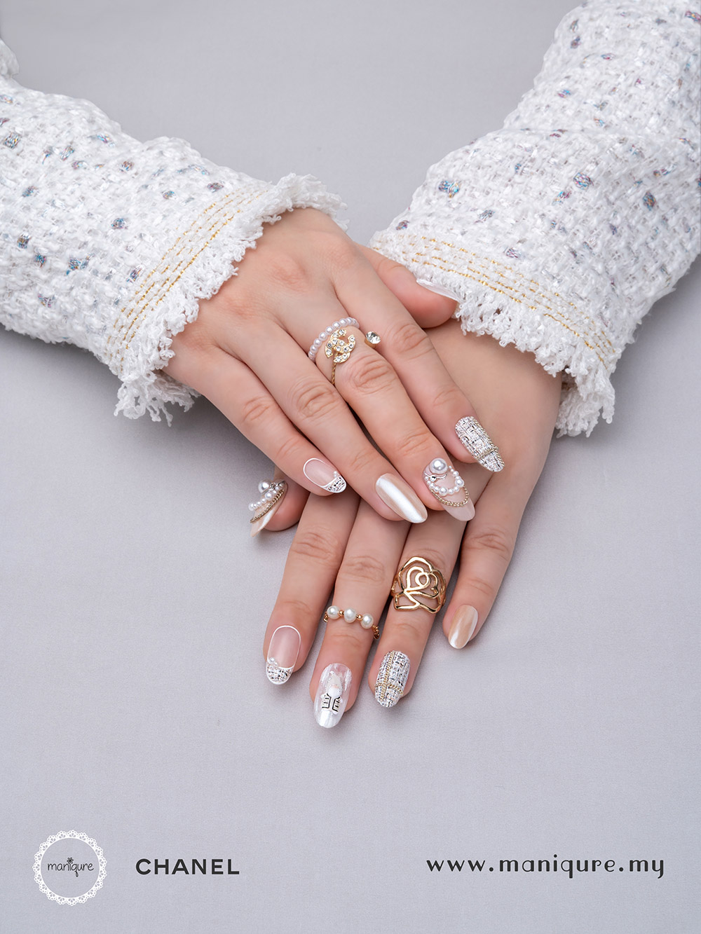 Chanel Christmas Nails
