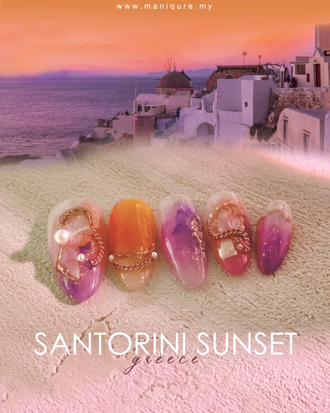 Santorini Sunset Nails